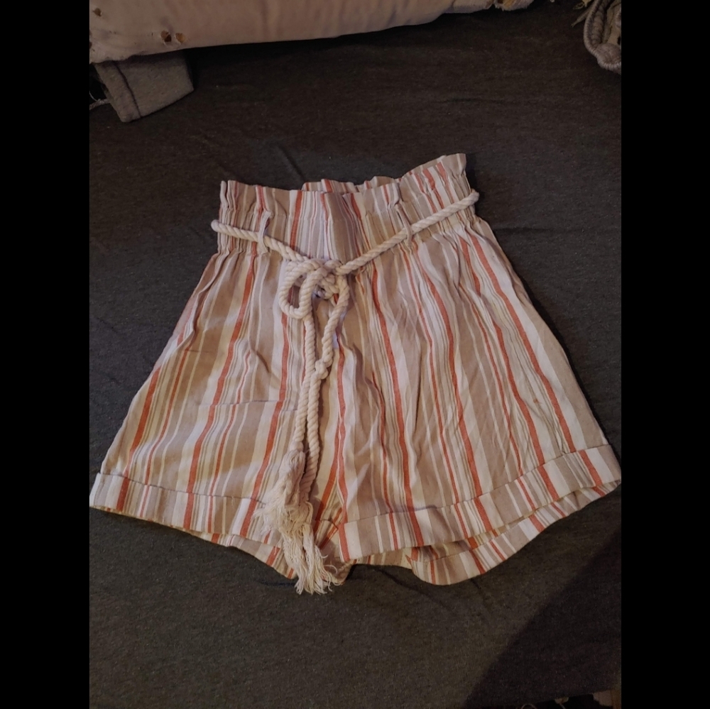 Striped Women's Shorts with Rope Belt
